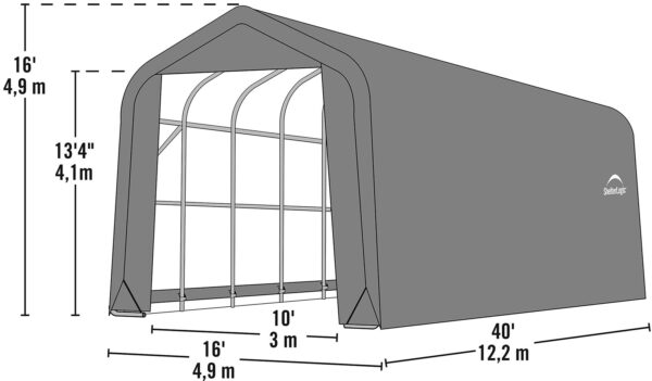 ShelterLogic Garage 16 x 40 x 16 Peak Standard Grey - Image 4