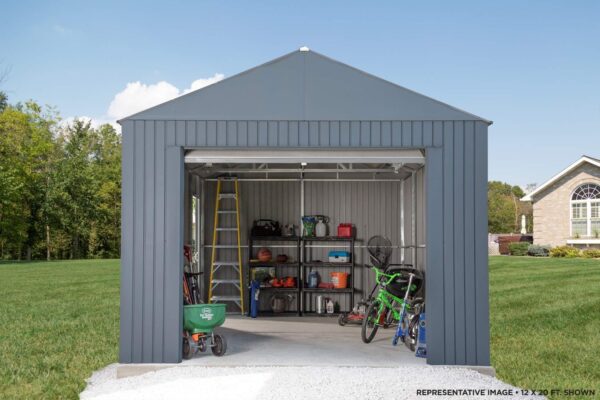 Sojag 12′ x 20′ Everest Galvalume Steel with Extra Tall Walls Garage Storage Building, Charcoal 12′ x 20′ - Image 6