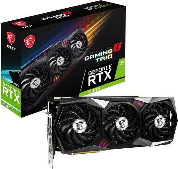 MSI GeForce RTX 3090 Ti GAMING TRIO 24G Gaming Graphics Card – 24GB GDDR6X, 1860 MHz, PCI Express Gen 4, 384-bit, 3x DP v 1.4a, HDMI 2.1 (Supports 4K & 8K HDR)