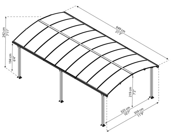 Palram – Canopia Arcadia 6400 Carport – 12′ x 21′ – Bronze/Gray 12′ x 21′ - Image 9