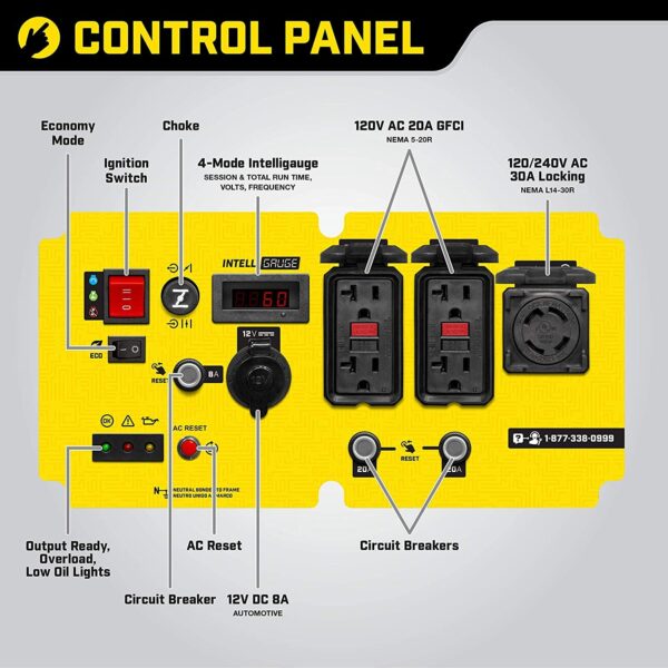 Champion 100520 7000W/8750W Open Frame Hybrid Electric Start Inverter Generator New - Image 6