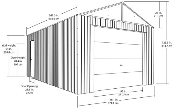 Sojag 12′ x 20′ Everest Galvalume Steel with Extra Tall Walls Garage Storage Building, Charcoal 12′ x 20′ - Image 4