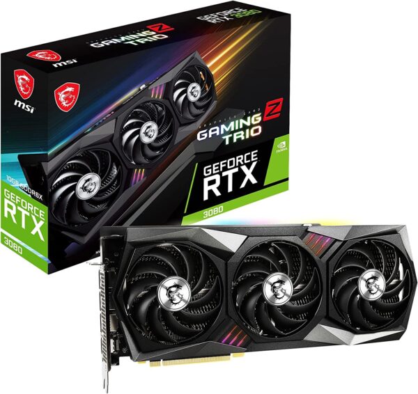 MSI GeForce RTX 3080 GAMING Z TRIO 12G LHR Gaming Graphics Card – 12GB GDDR6X, 1815 MHz, PCI Express Gen 4, 384-bit, 3x DP v 1.4a, HDMI 2.1 (Supports 4K)