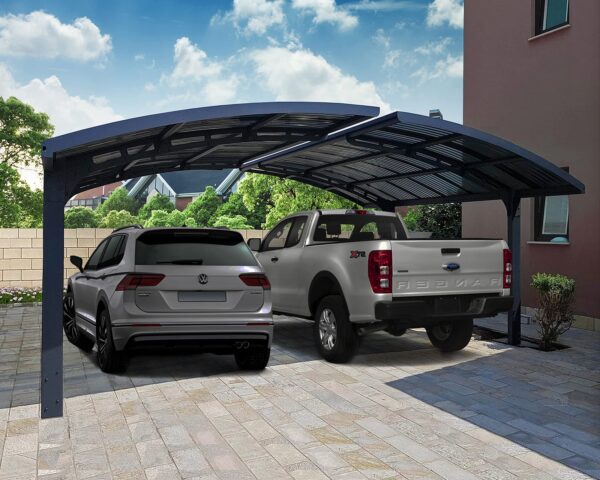 Palram – Canopia Arizona Wave Double Carport – 19′ x 16′ x 9′ – Gray/Gray - Image 2