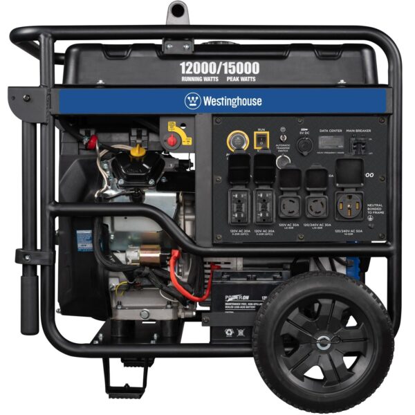 Westinghouse WGen12000 Ultra Duty Portable Generator – 12000 Rated Watts & 15000 Peak Watts – Gas Powered – Electric Start – Transfer Switch & RV Ready – CARB Compliant - Image 2