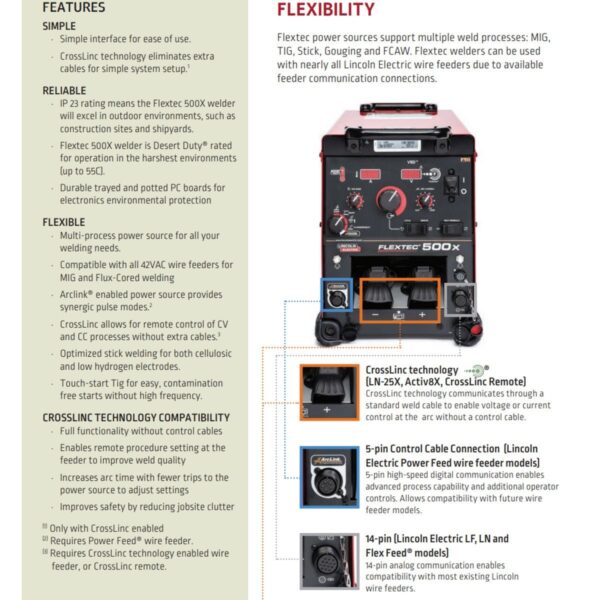 Lincoln Flextec 500X Pulsed MIG Multi Process Welder (K3607-1) - Image 8